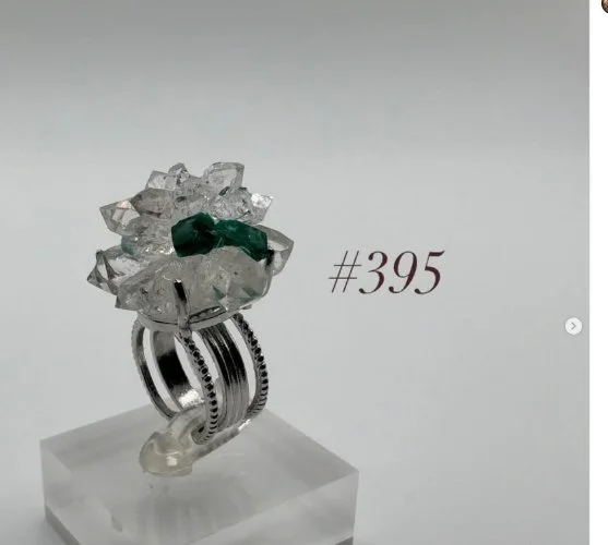 Clear Quartz & Dioptase Ring