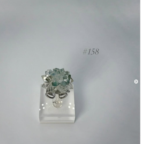 Clear Quartz Crystal Cluster with Green Inclusion