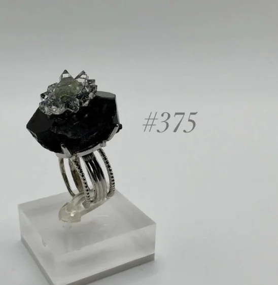 Black Tourmaline & Diamond Quartz Ring