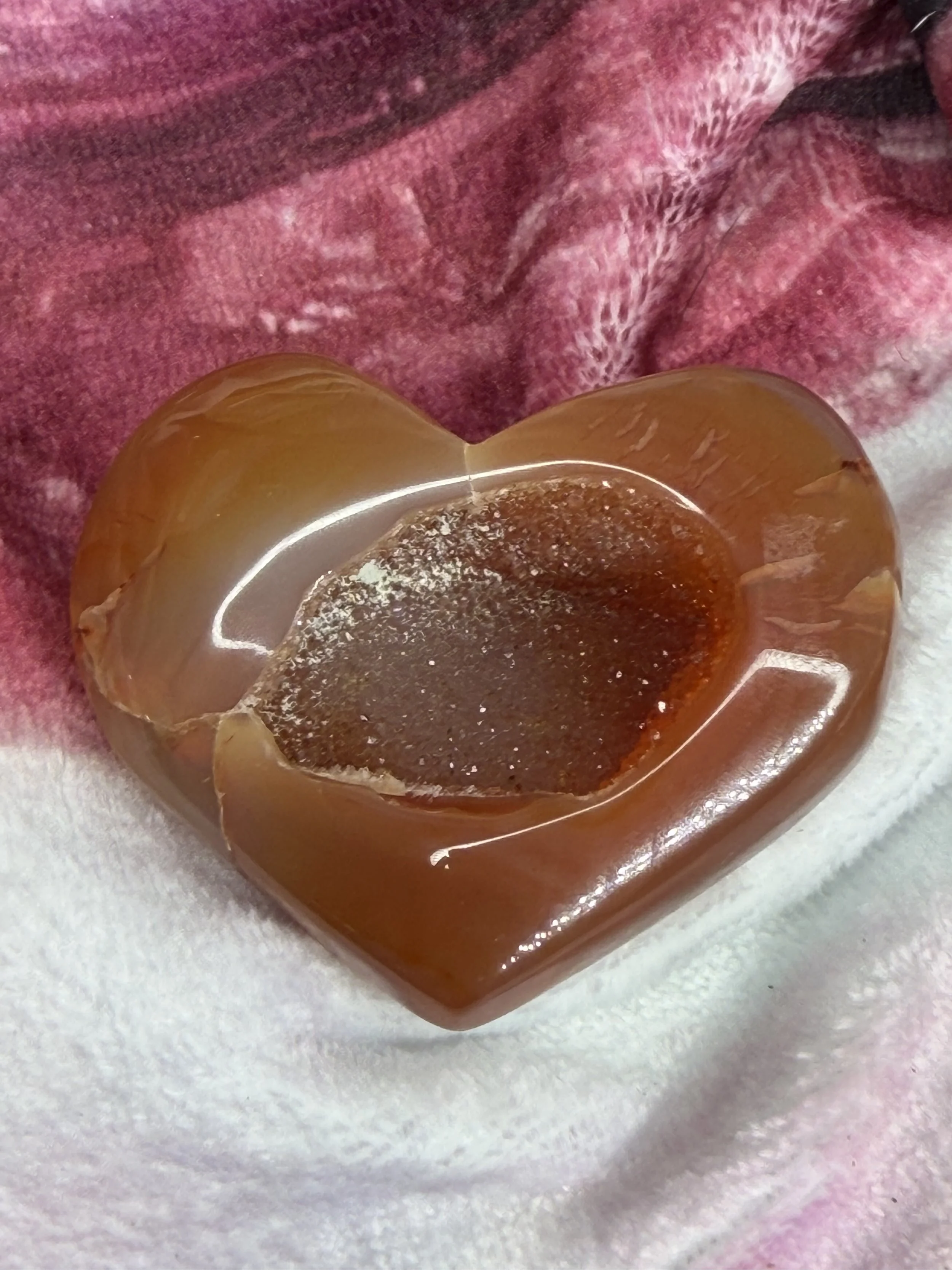 Carnelian Agate Druzy Heart