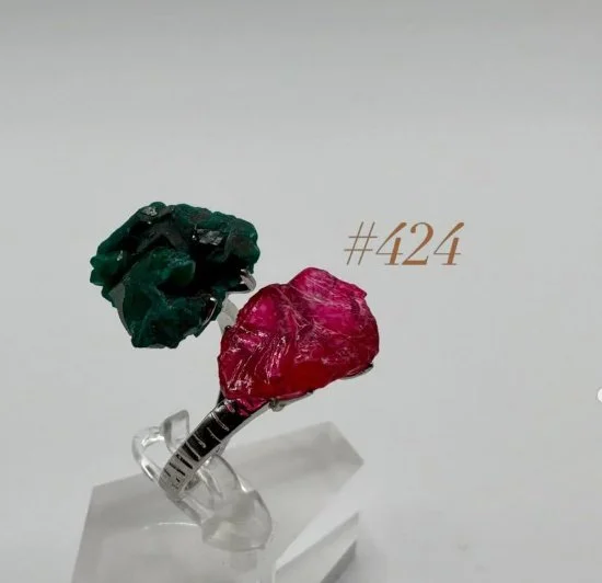 Dioptase & Ruby Ring