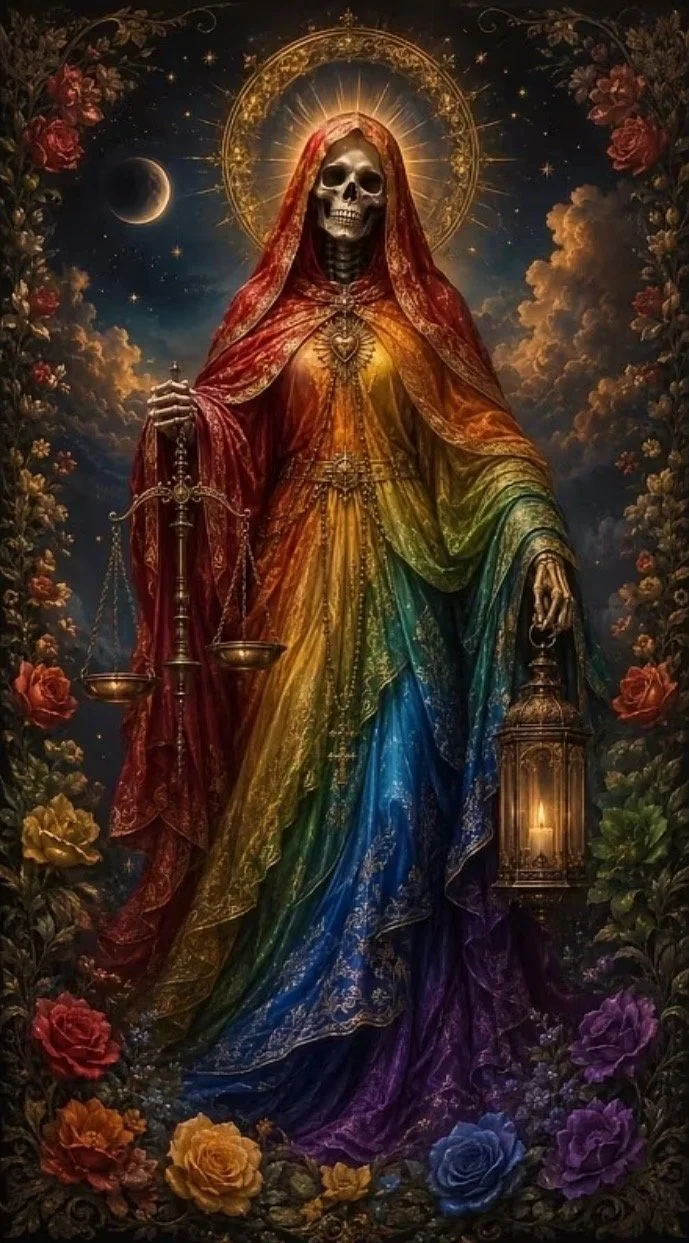 Santa Muerte rainbow/multicolor diamond painting