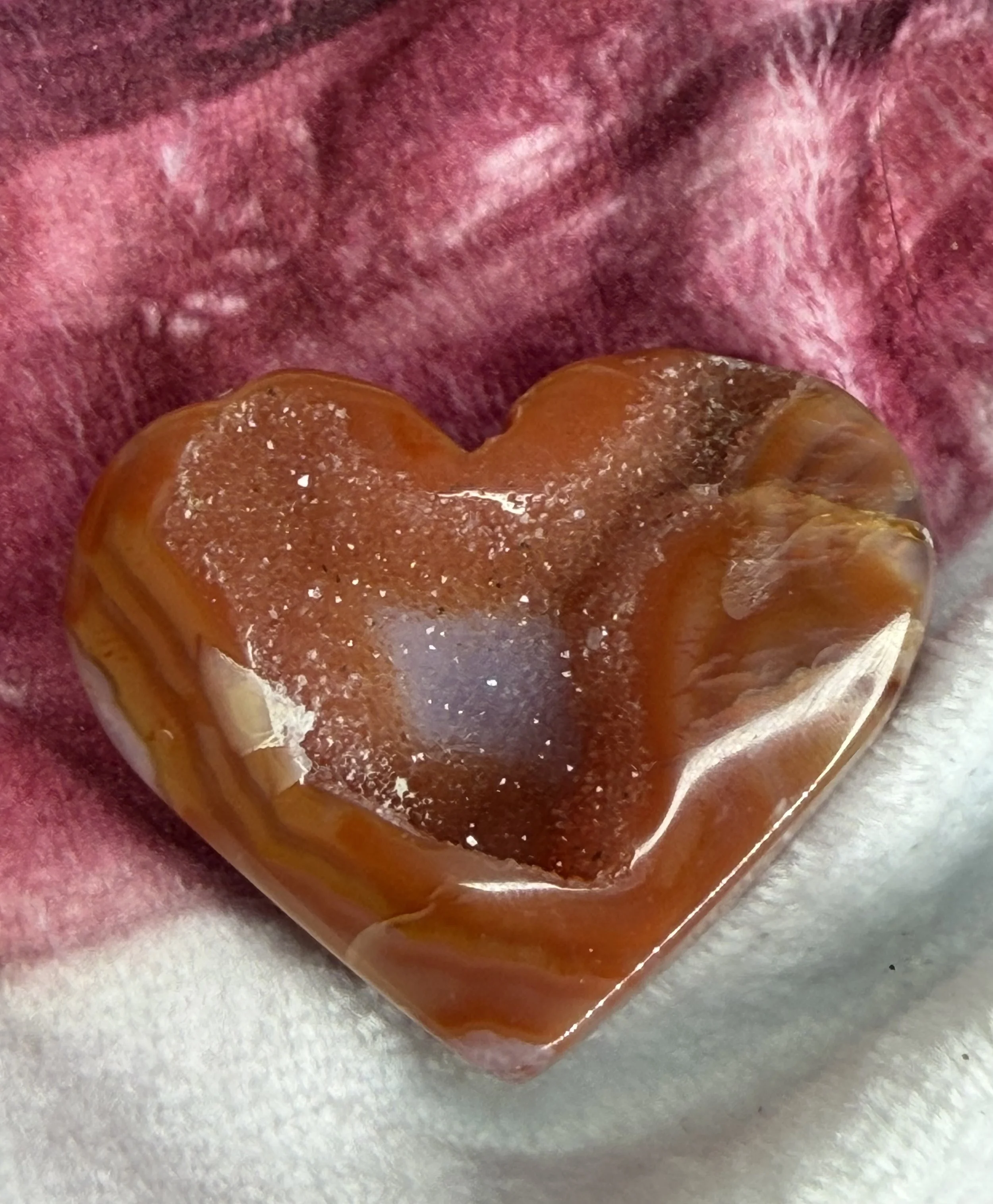 Carnelian Agate Druzy Heart