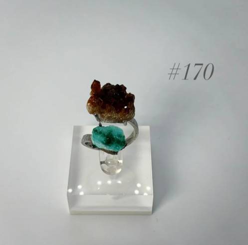 Citrine Druzy + Green Druzy Quartz