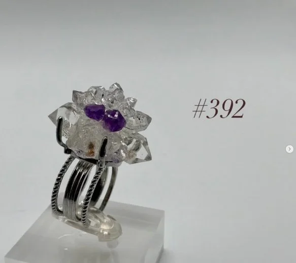 Amethyst & Quartz Cluster Ring