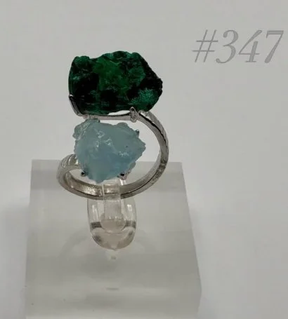 Malachite & Aquamarine Crystal Ring