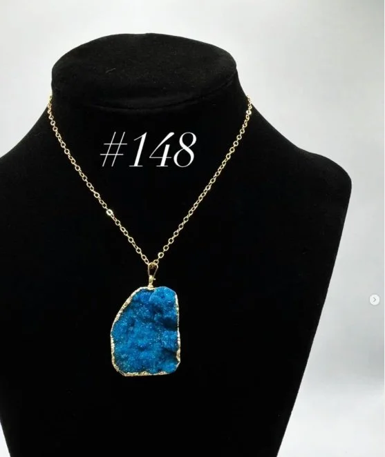 Blue Druzy Quartz Necklace