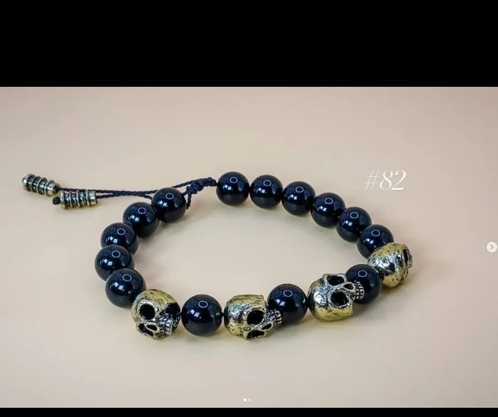 Black Obsidian Skull Bracelet