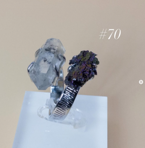 Clear Tourmalinated Quartz + Peacock Ore
