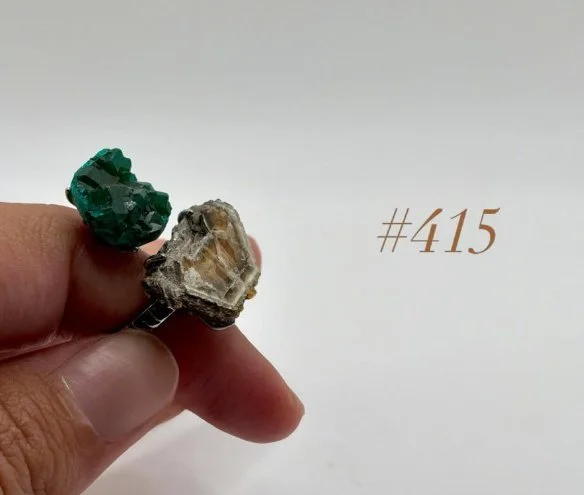 Dioptase & Muscovite Ring