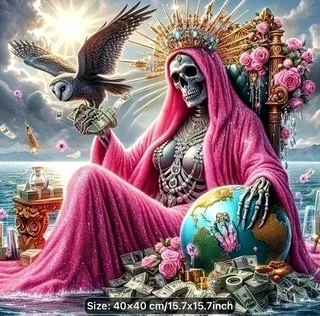 Santa Muerte Pink Devotional Painting