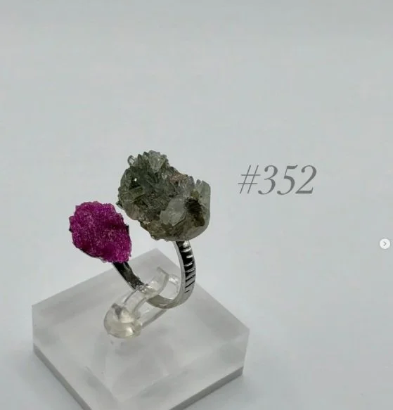 Smoky Quartz & Cobalt Calcite Crystal Ring