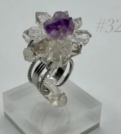 Diamond Quartz & Fluorite Ring