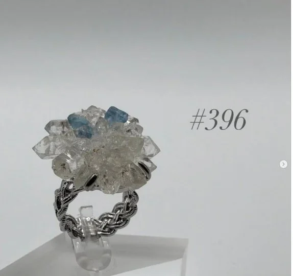 Clear Quartz & Aquamarine Cluster Ring