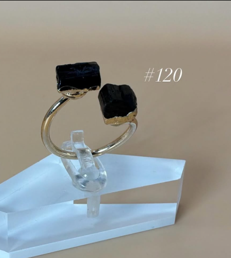 Black Tourmaline Double Ring