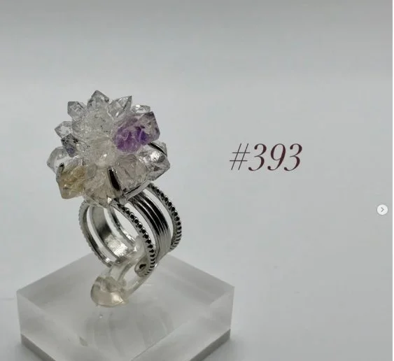  Amethyst & Quartz Cluster Ring