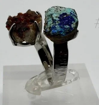 Azurite & Garnet Ring