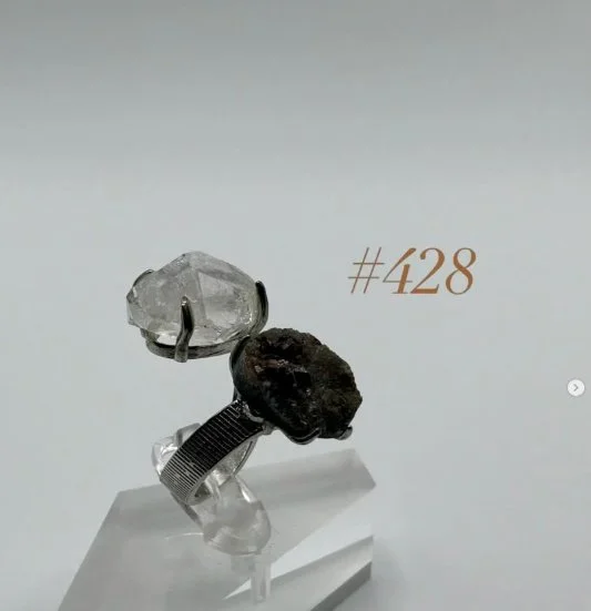 Clear Quartz & Garnet Ring