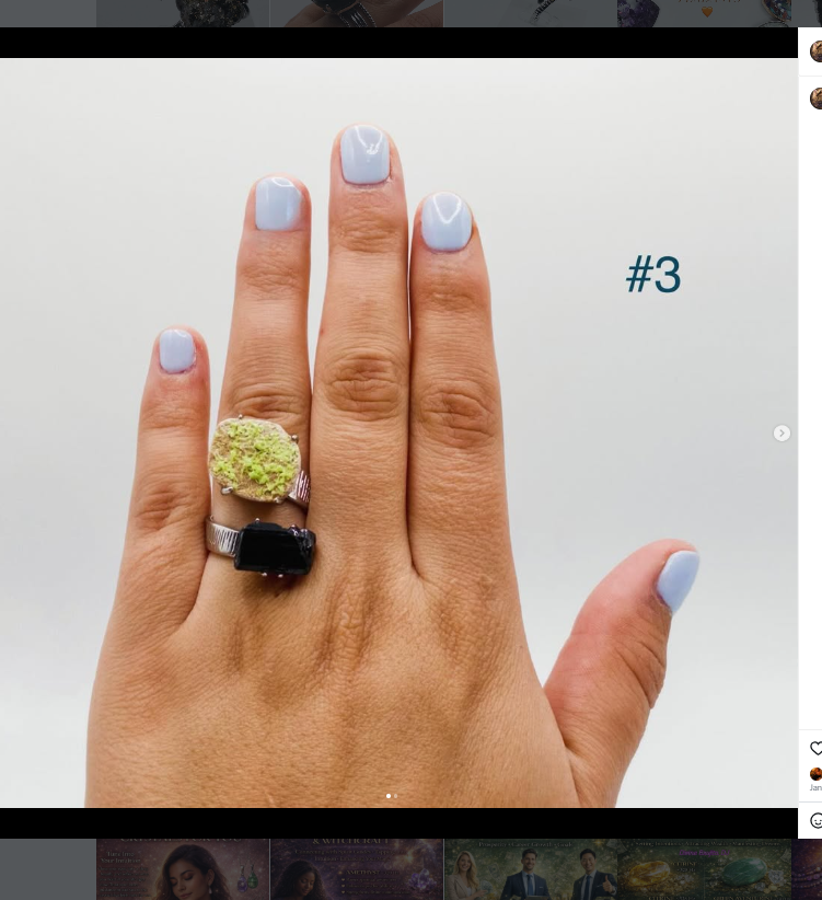 Black Tourmaline + Wavellite Double Ring