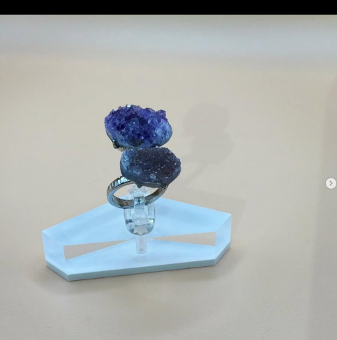 Amethyst + Gray Druzy Ring