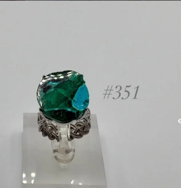 Chrysocolla & Malachite Crystal Ring
