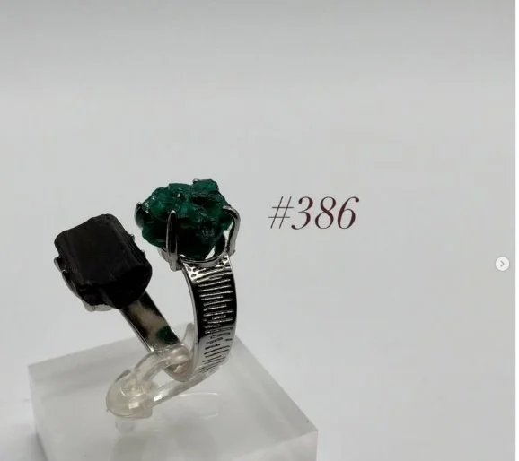 Black Tourmaline & Dioptase Ring