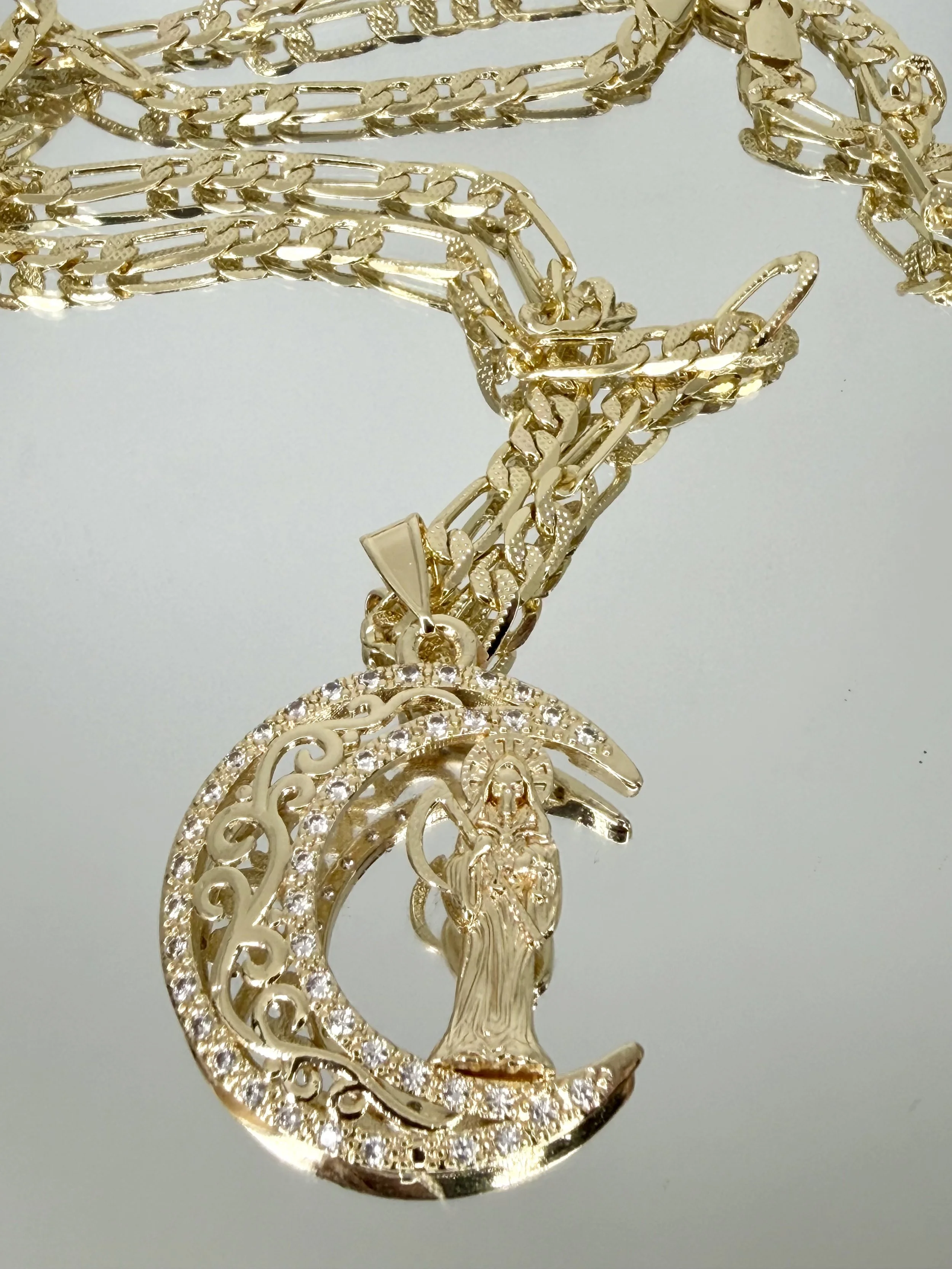 Santa Muerte Crescent Moon Necklace
