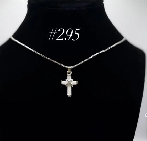 Silver & White Cross Necklace