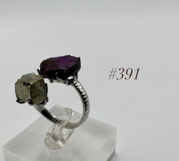 Pyrite & Peacock Ore Ring