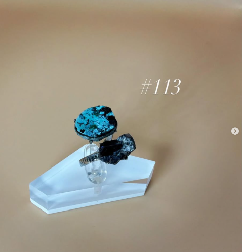 Chrysocolla + Obsidian Statement Ring