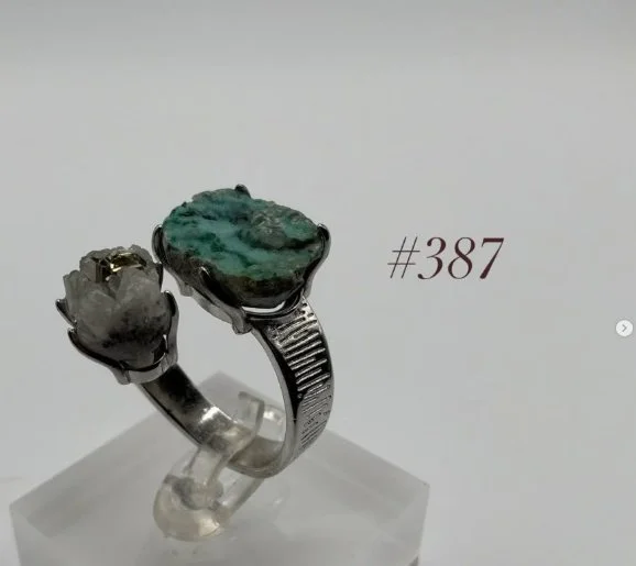 Chrysocolla & Pyrite Quartz Ring