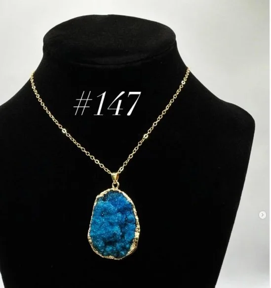 Blue Druzy Quartz Necklace