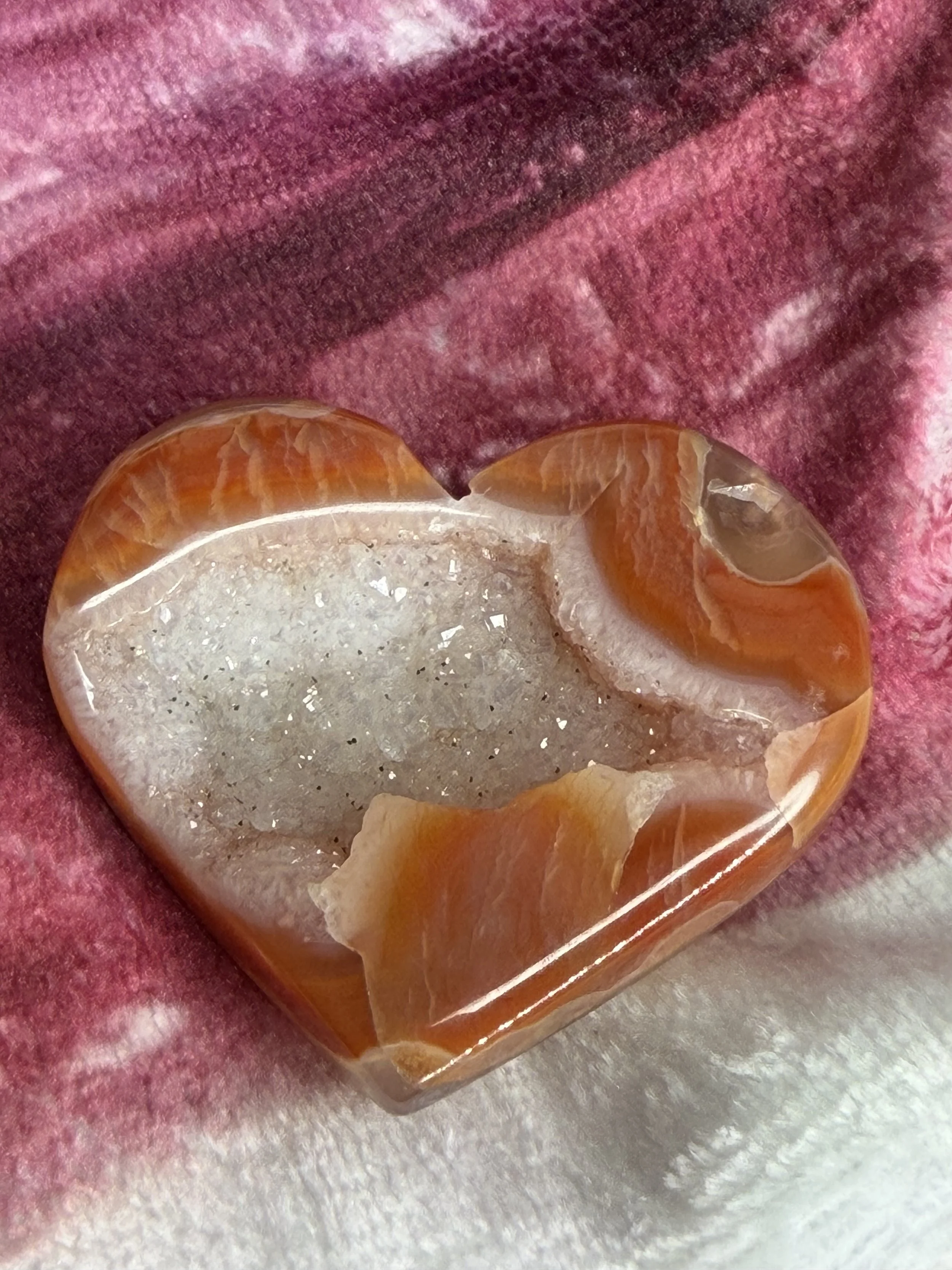 Carnelian Agate Druzy Heart