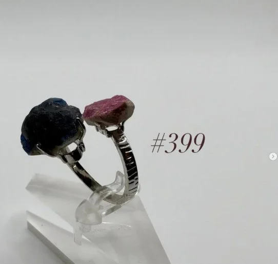Fluorite & Cobalt Calcite Ring