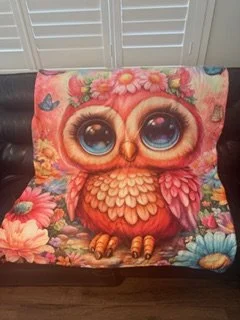 Colorful Floral Owl Blanket large size