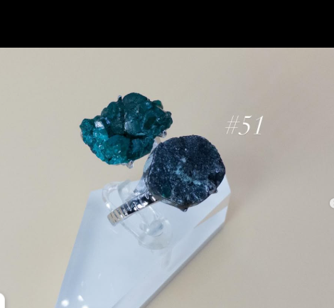Dioptase + Black/Grey Druzy Quartz