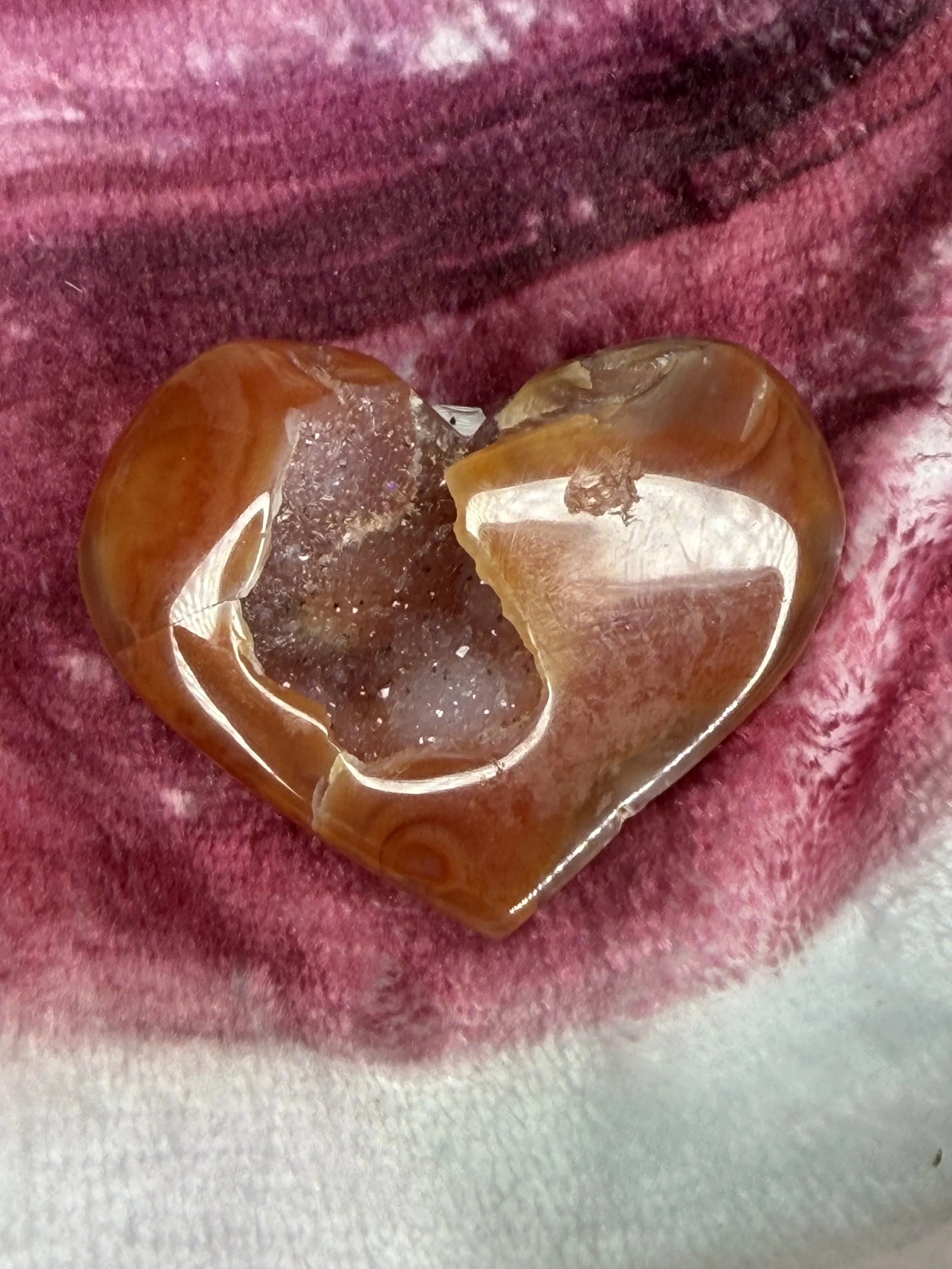 Carnelian Agate Druzy Heart