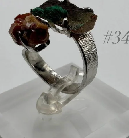 Chrysocolla & Diamond Quartz Ring