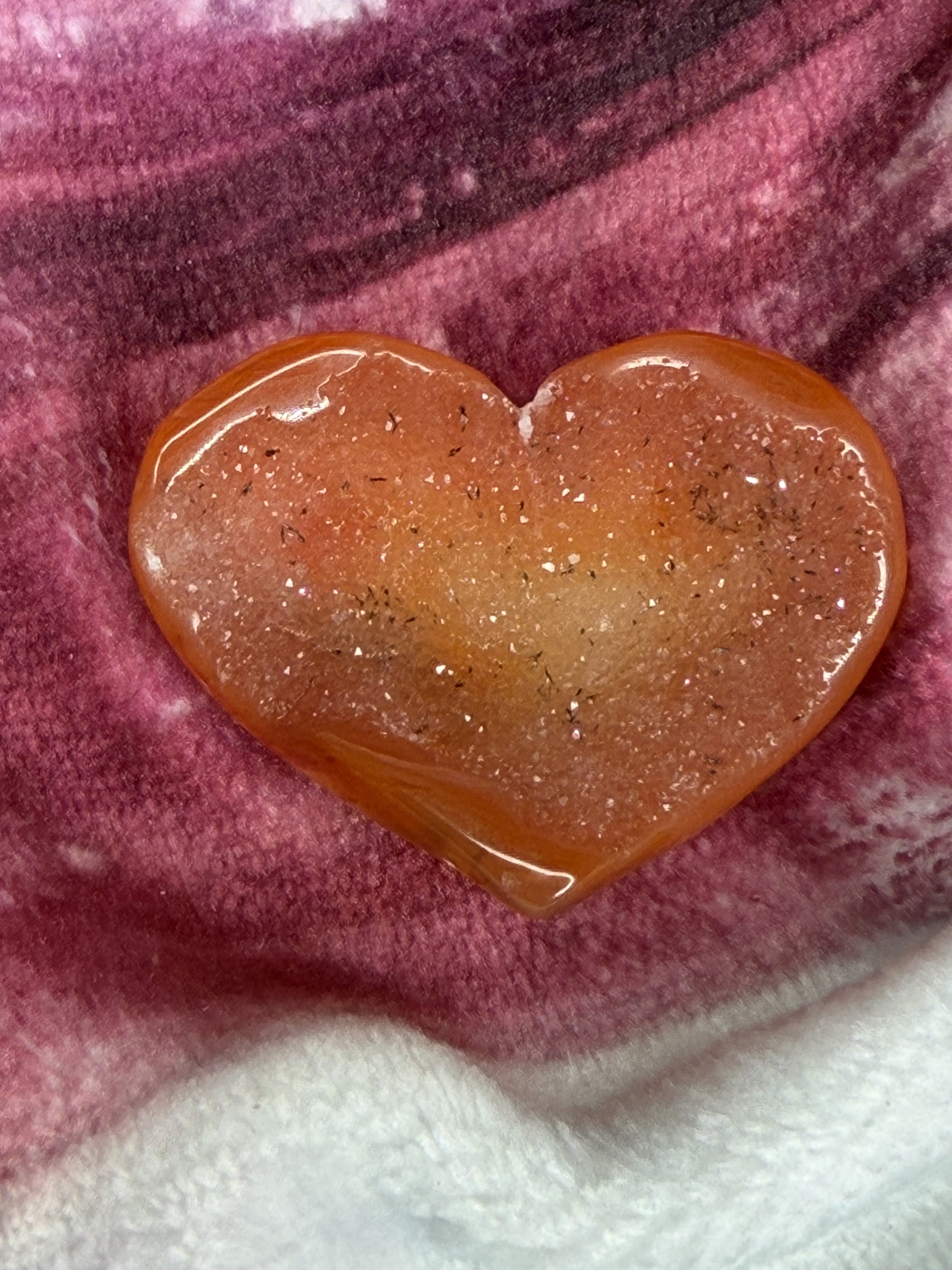 Carnelian Agate Druzy Heart
