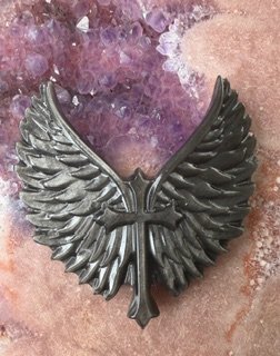 Obsidian Angel Wings with Cross