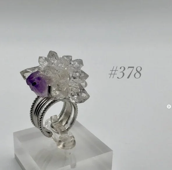 Amethyst & Diamond Quartz Ring