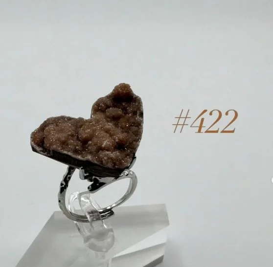 Smoky Druzy Quartz Heart Ring