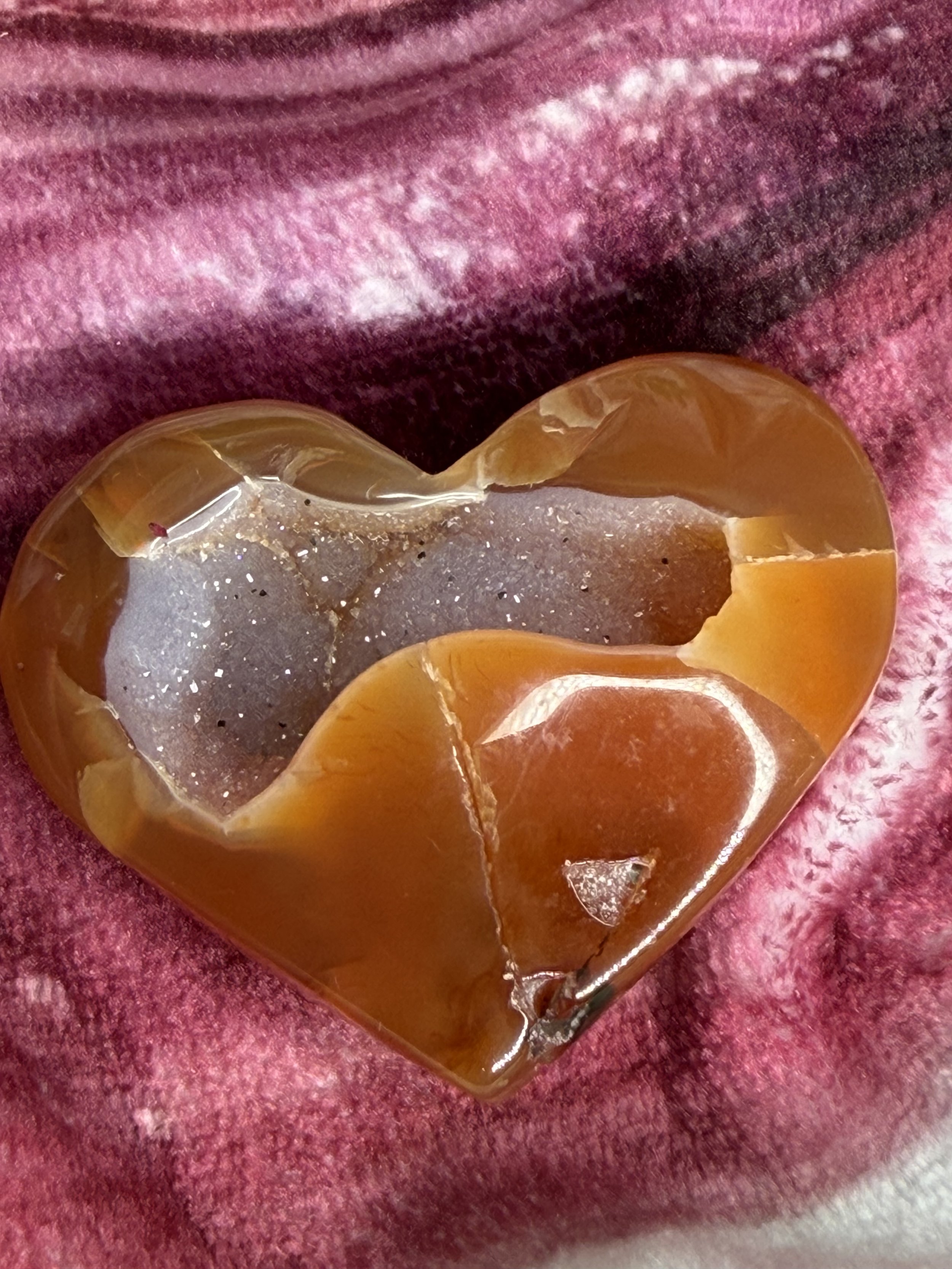 Carnelian Agate Druzy Heart