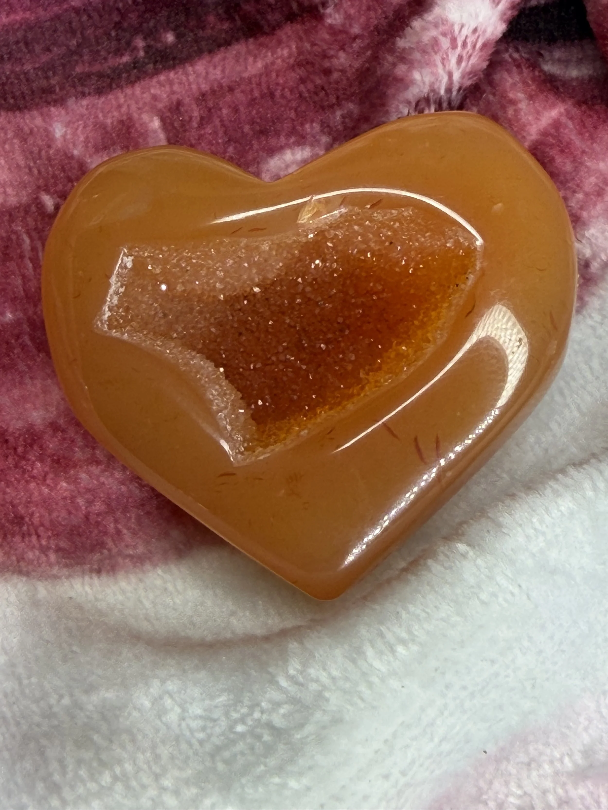 Carnelian Agate Druzy Heart