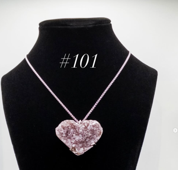 Amethyst Druzy Heart Necklace