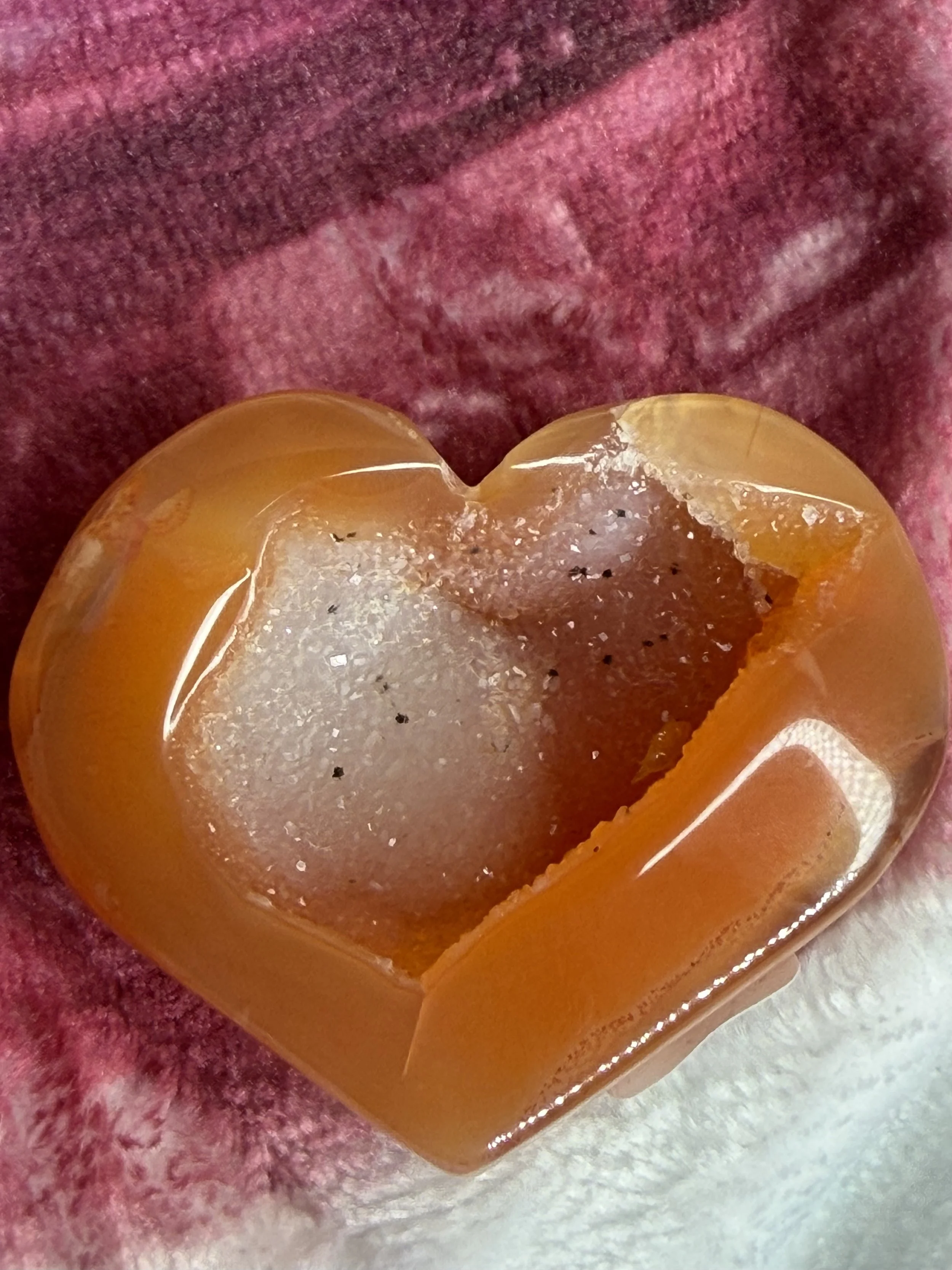 Carnelian Agate Druzy Heart