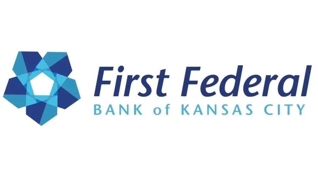 Logo of First Federal Bank of Kansas City with a geometric blue emblem and blue text.