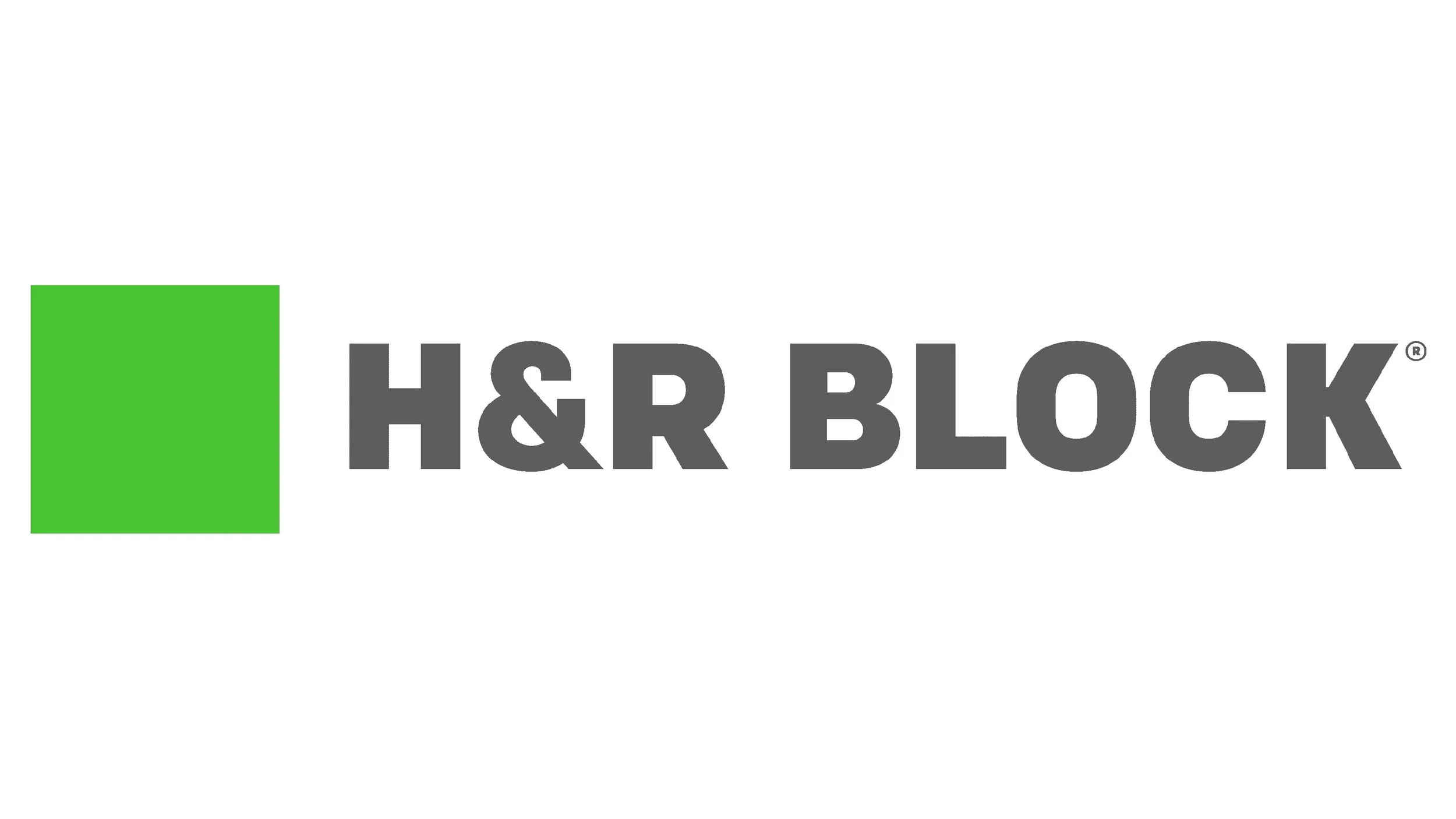 H&R Block logo with a green square and gray text