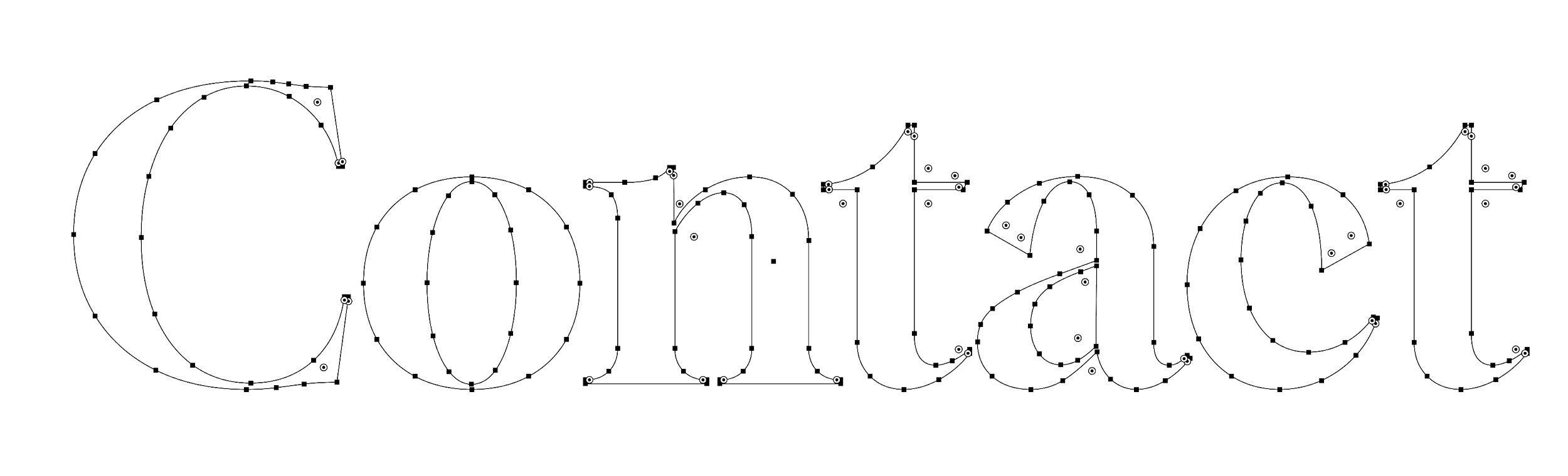 Outline drawing of the word "calm" on a black background.