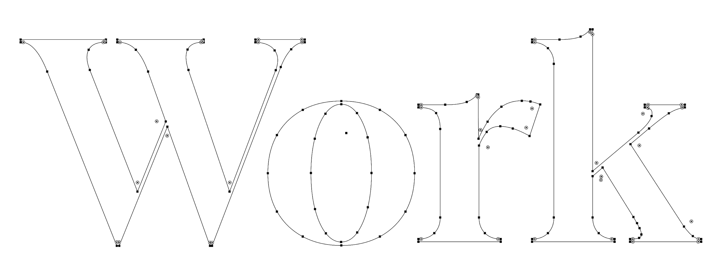 Outline of the WOK brand logo with large, stylized letters.